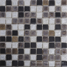 Vintage Black Mix White Coffee Color Ceramic Glazed Mosaic Tile